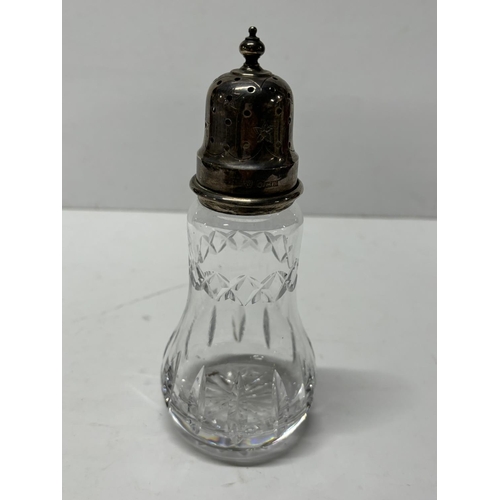 9 - Birmingham silver topped cut-glass sugar sifter