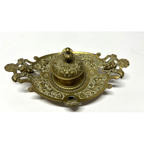 83 - Antique ornate brass inkwell