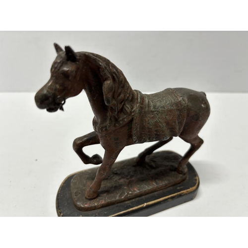 105 - Chinese metal horse on stand