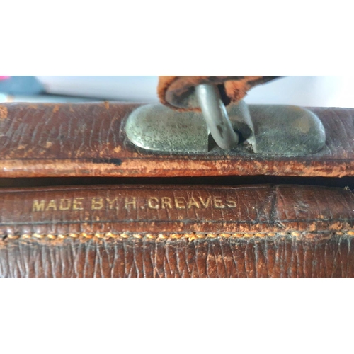 200 - Leather Gladstone bag made by H Greaves & Co c1920s complete with travel contents contained within t... 