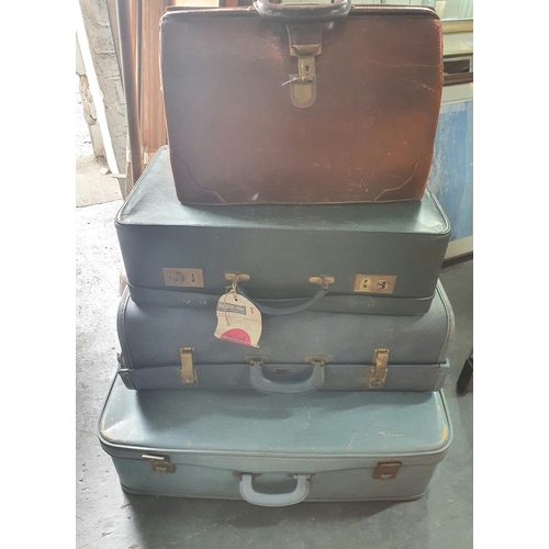 205 - Three vintage suitcases together with an old leather briefcase (4)