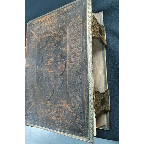 206 - Fine quality, over-sized 1878 familly bible complete with 2 brass metal clasp and containing many fi... 