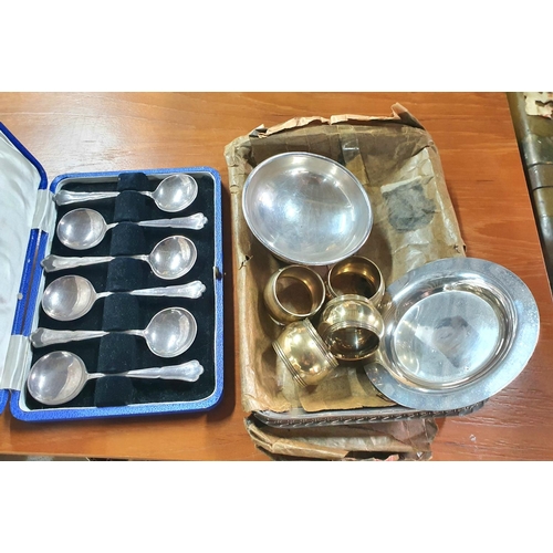 215 - Small collection of 20thC metalware to include a cased set of spoons and a claret jug (Qty)