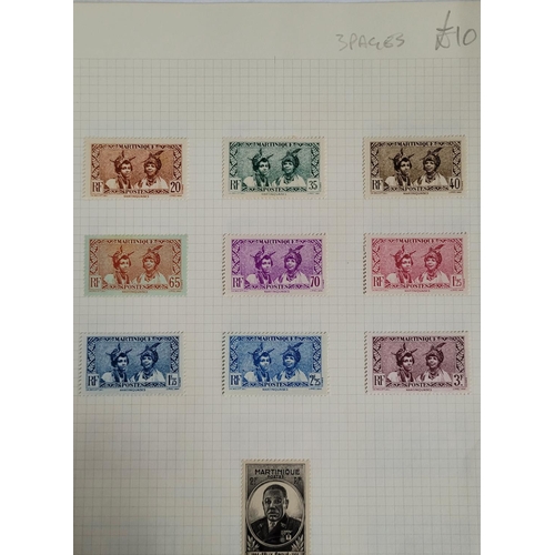 244 - Qty of used and mint stamp sets and dealer sheets France colonials including Guadeloupe, Mali, Marti... 