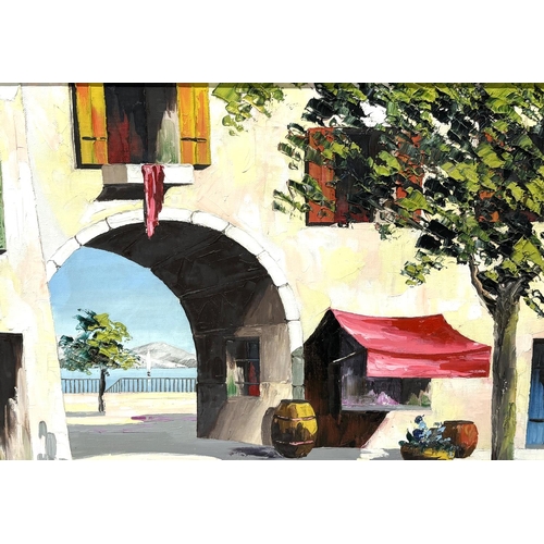 181 - Vernon Henri (20thC) south of France village scene oil on canvas, after Cecil Rochfort Doyly-John, s... 