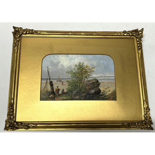 183 - Indistinctly signed and dated 1866 (under mount)  oil on card depicting an English country coastal s... 