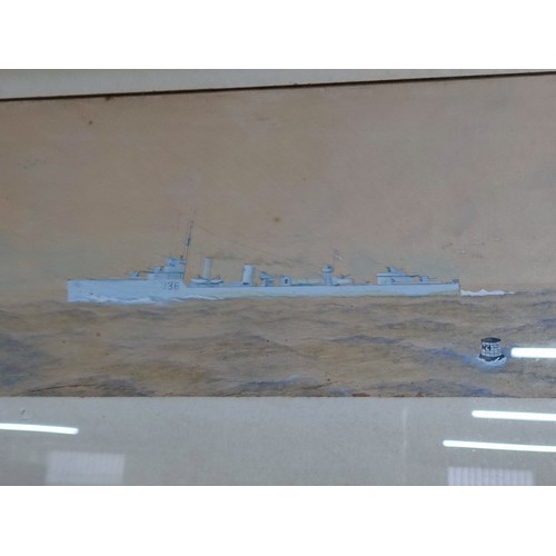 290 - Two Framed and glazed WWI destroyer watercolours initialed JAS (2)