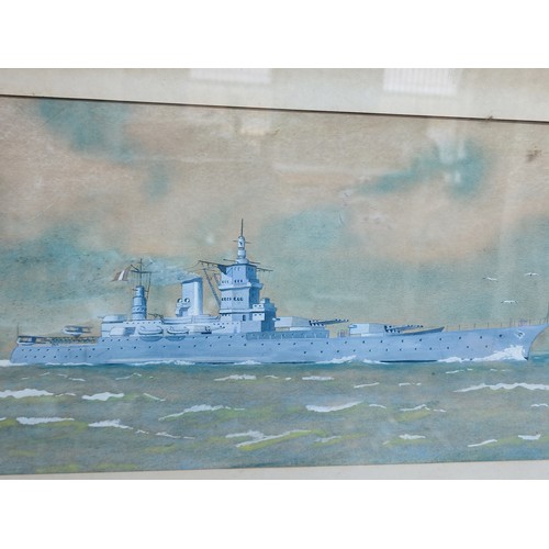 290 - Two Framed and glazed WWI destroyer watercolours initialed JAS (2)