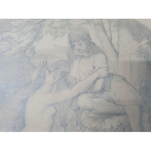 293 - Attributed to Alfred Richard DIETHE (1836-1919) pencil sketch depicting 