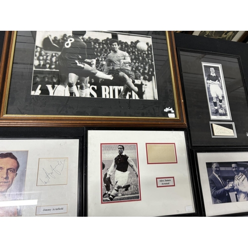 94 - Collection of six signed pictures of football players including Jimmy Armfield etc. (6)