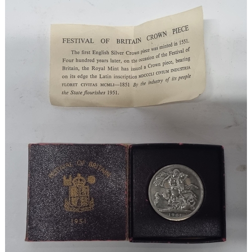 219 - 1951 Festival of Britain 5 Schilling coin with original box and papers UNCIRCULATED