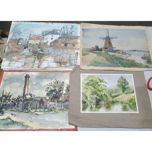 627 - Folder of 12 different, good quality 20thC watercolours by various artists, all unframed (12)