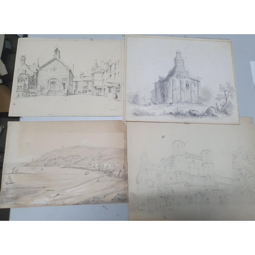 631 - Folio of small 19th & 20thC watercolours and antique graphite drawings etc (Qty)