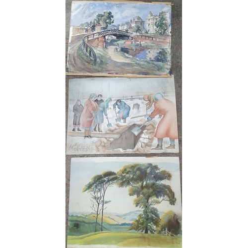 661 - Seven British 20thC school watercolours by various artists, all unframed (7)

They all measure appro... 