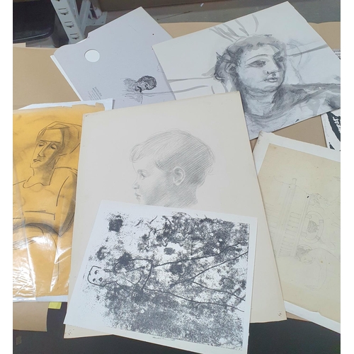 664 - Quantity of drawings and fine quality prints including a large sunflower, all unframed (Qty)