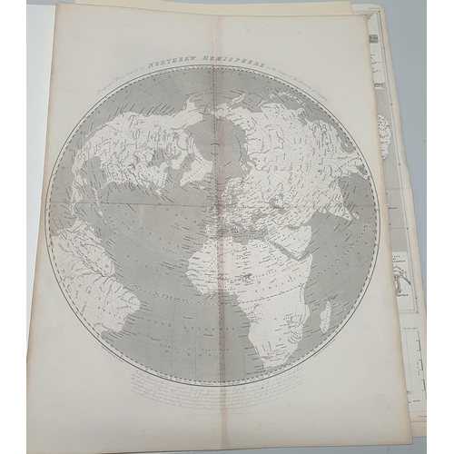 679 - Pair of antique globe prints together with an old British map showing the Canals (3)