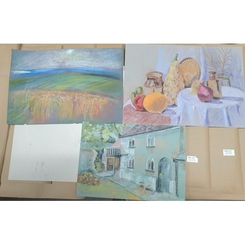 695 - Large quantity of watercolour and pastel landscapes by Michael Haswell (1931-2020) all unframed (Qty... 