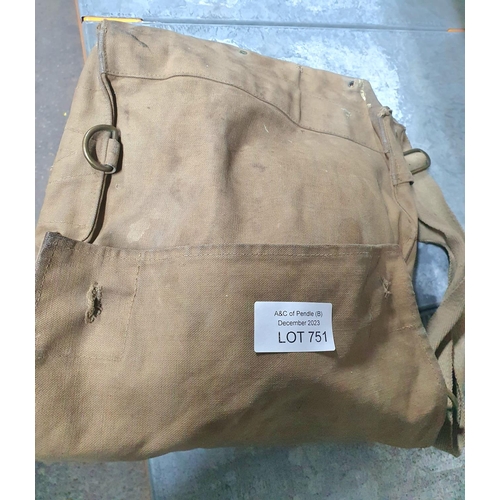 751 - WWII gas mask in original canvas bag