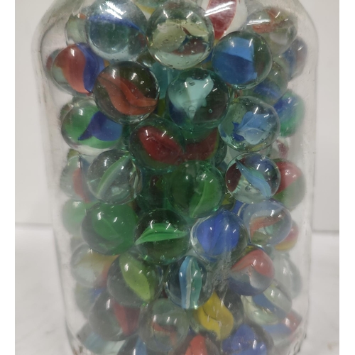 357 - Jar containing a quantity of old marbles, possibly Victorian