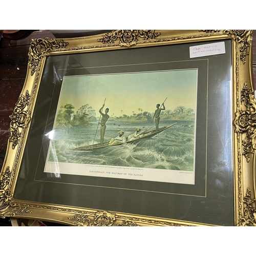 289 - Framed antique lithograph Zanjuelah , The Boatman of the Rapids

The lithograph measures - 30 x 40cm