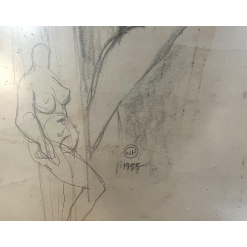 312 - 1955 framed sketch of naked lady indistinctly initialed

The drawing measures - 47 x 30cm