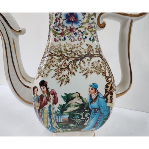 398 - Vintage Japanese canton-style Ewer with character markings to base, C.1940's

33cm high