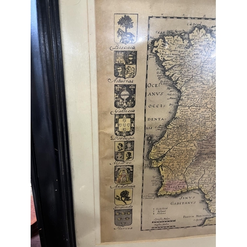 262 - Old framed map of Spain