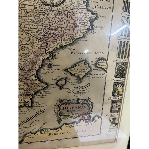 262 - Old framed map of Spain