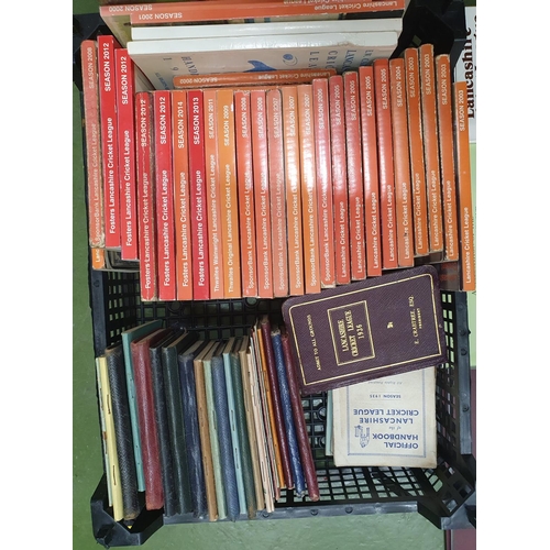 789 - Box full of RARE Lancashire League related books and pamphlets including the official League Handboo... 