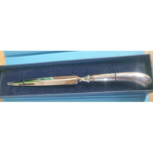 2 - Silver handled 1920 Sheffield silver letter opener in presentation box