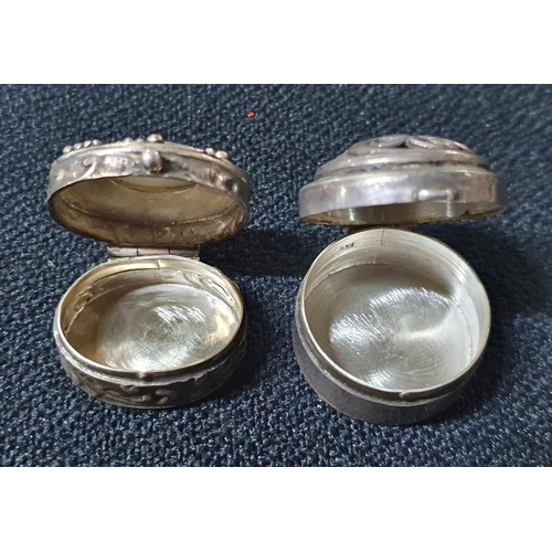 18 - Two modern sterling silver pill boxes with ornate lids (2)