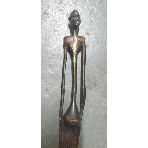 100 - Tall bronze figurine of an African gentleman in the style of Modigliani (a/f),

approx 200 grams    ... 