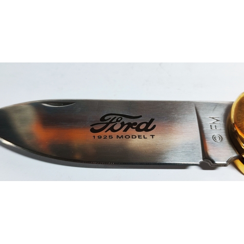 174 - Set of six Franklin Mint collectors knives with Ford car models depicted on the handles presented in... 