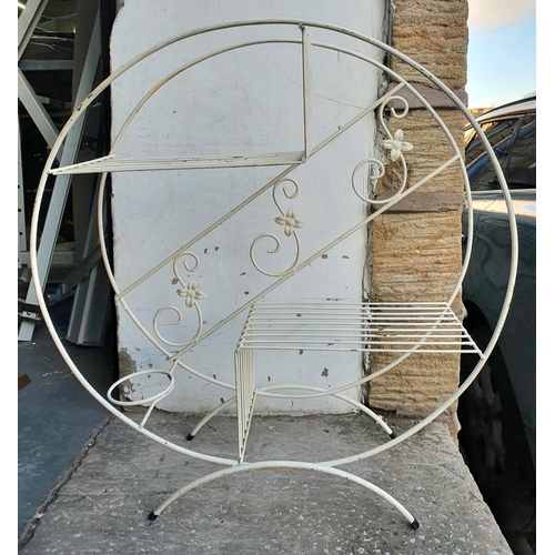 222 - Retro metal, white painted circular indoor plant stand