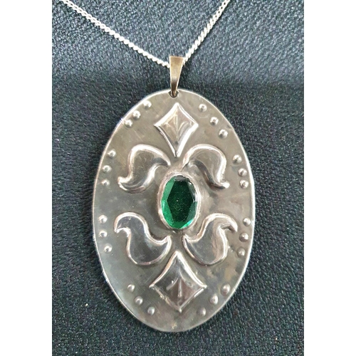 231 - White metal, large Art Nouveau pendant on chain