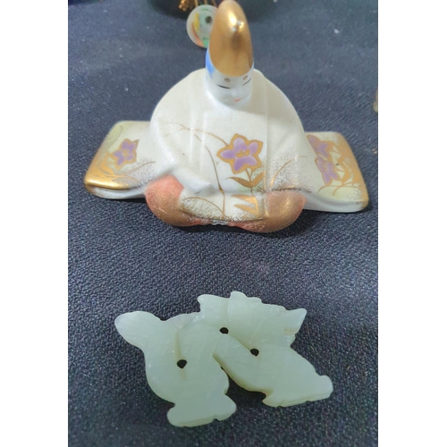 240 - Large quantity of small glass related itesm including perfume bottles and a carved Jade dragon (Qty)