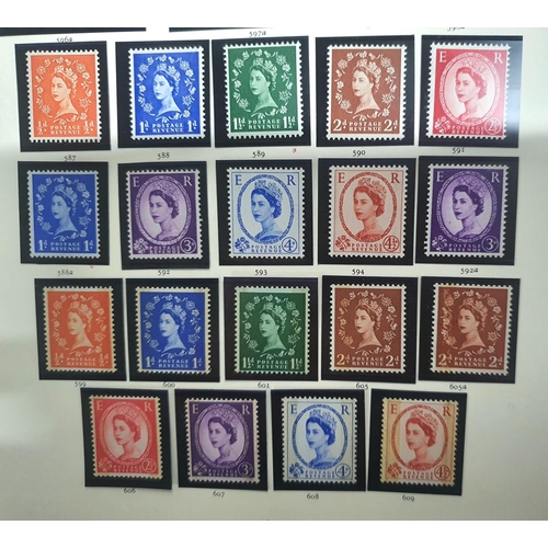 264 - Two mint unmounted sheets containing GB QEII full set including high values, and  full set of 1955-5... 