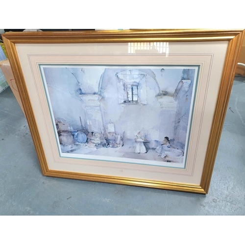 150 - Blind stamped, official Russell Flint limited edition print (362/850) in fine quality gilt frame tog... 