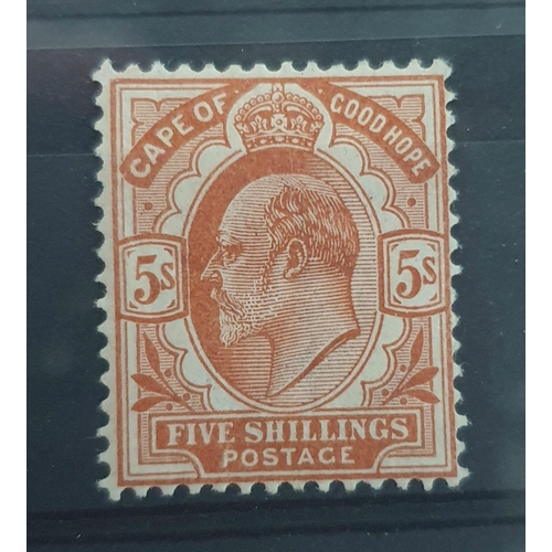 631 - Five KEVII Cape of Good Hope 1902-04 mint unmounted including the 1s and 5s orange (5)