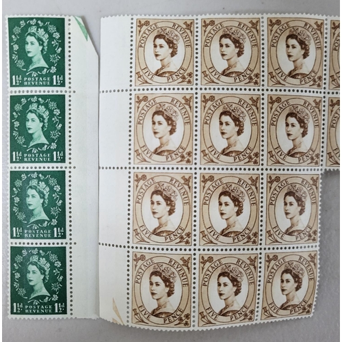 610 - Qty of GB QEII Harrison mint unmounted blocks some with side bars 1/2d-8d (Qty)