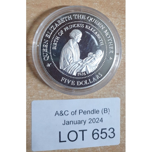 653 - 1994 New Zealand 925 silver Proof $5 coin Queen Mother Lady of the Century,

Uncirculated          I... 