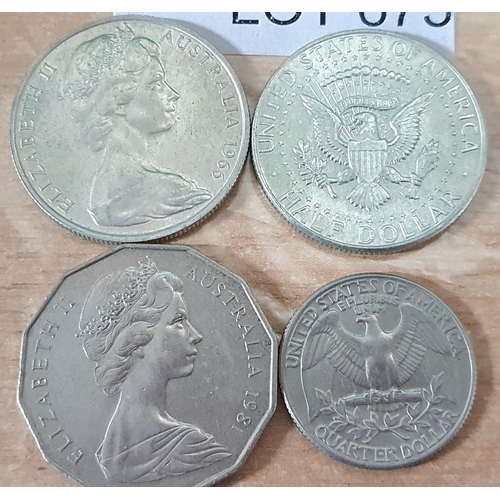 675 - 1966 Australian 50 Cents Silver coin together with a 1981 example, a 1964 USA silver half dollar etc... 