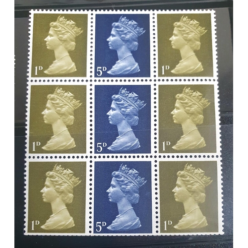 730 - Double sided sheet containing GB QEII 1969 1d olive green blocks, strips and pairs together with 196... 