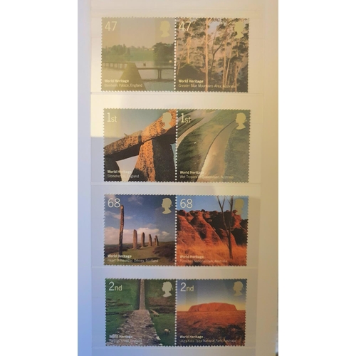 821 - Two World Heritage stamp sets containing Australian and GB mint stamp sets (2)