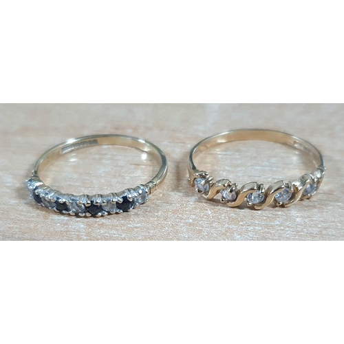 51 - Two dainty ladies 9ct yellow gold hallmarked rings inset with CZ (2),

2.1 grams gross              ... 