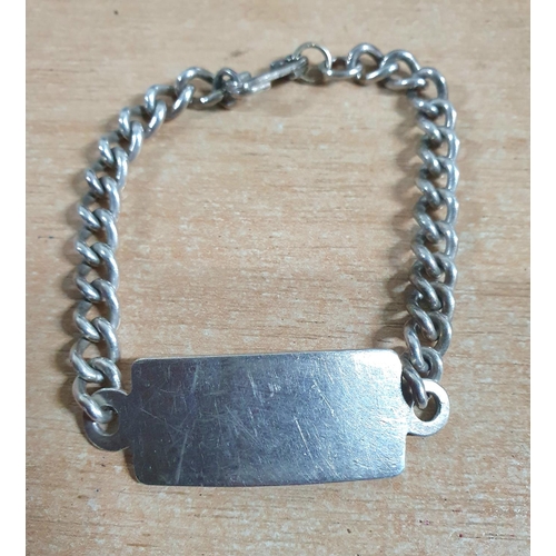 55 - Heavy silver (blank) I D bracelet,

24 grams