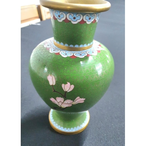 81 - Fine quality cloisonné vase with cherry blossom decoration