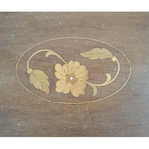 144 - Edwardian inlaid wooden serving tray with brass handles