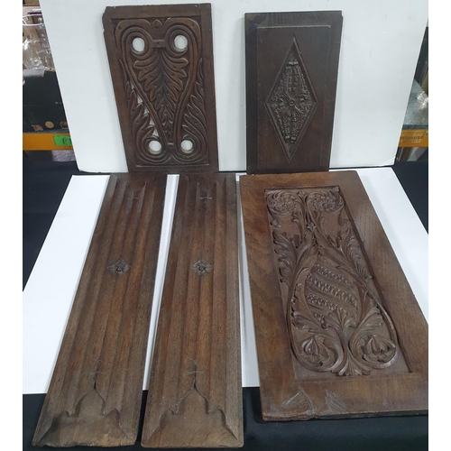 151 - Five various carved antique wooden panels (5)