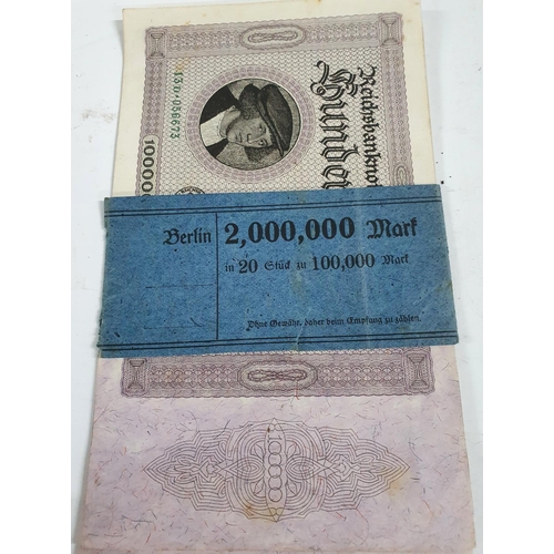 157 - Quantity of 20thC bank notes including some 2million mark notes still in their paper banding etc (Qt... 